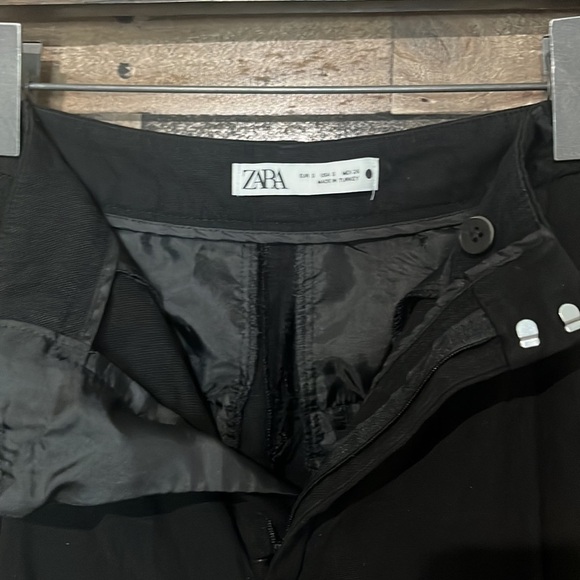 Zara Black Wide Leg Cropped Pants Size Small - Picture 2 of 4